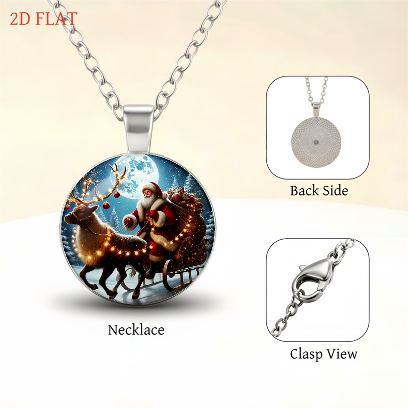 5pc Christmas Santa Riding Reindeer Sleigh Jewelry Set